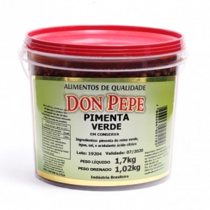 Balde de Pimenta do Reino Verde Don Pepe em Conserva (1,7Kg)